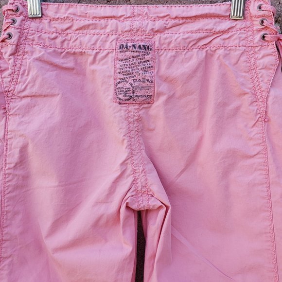 Da Nang Pants pink  Side Lace/Floral Embroidery Low Rise Small cargo vibe - Picture 4 of 10